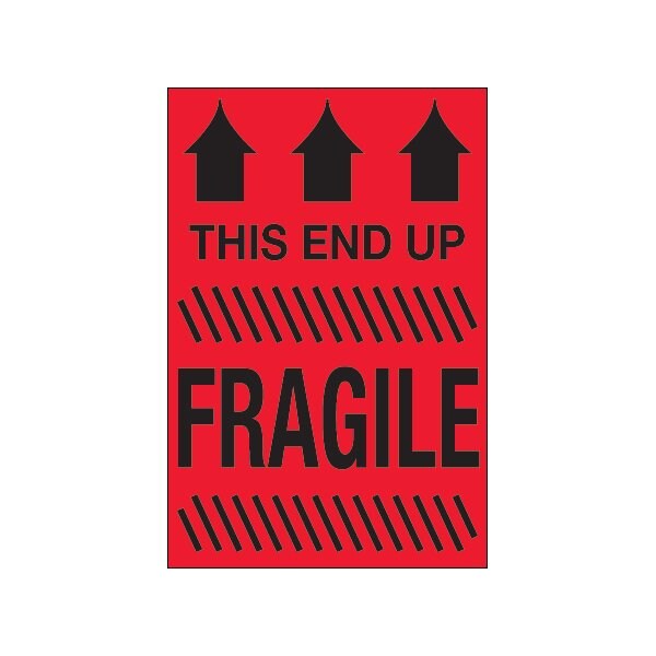 Bsc Preferred 4 x 6'' - ''This End Up - Fragile'' Fluorescent Red Labels BUY00025610 - main
